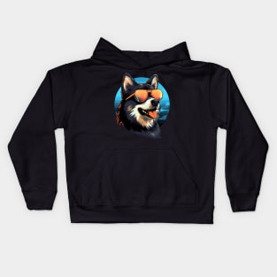 Retro Wave Akita Dog Shirt Kids Hoodie